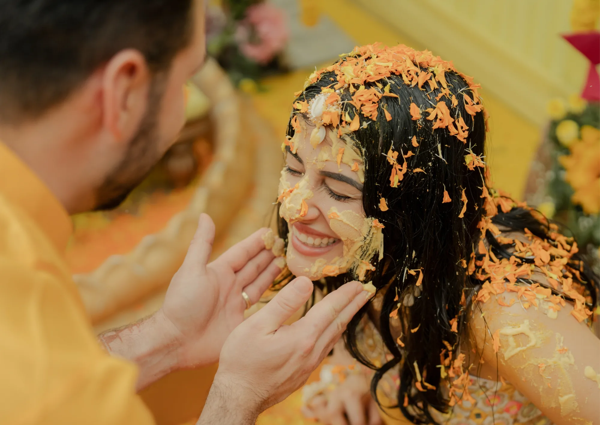 Coral bride — warm-toned bridal look