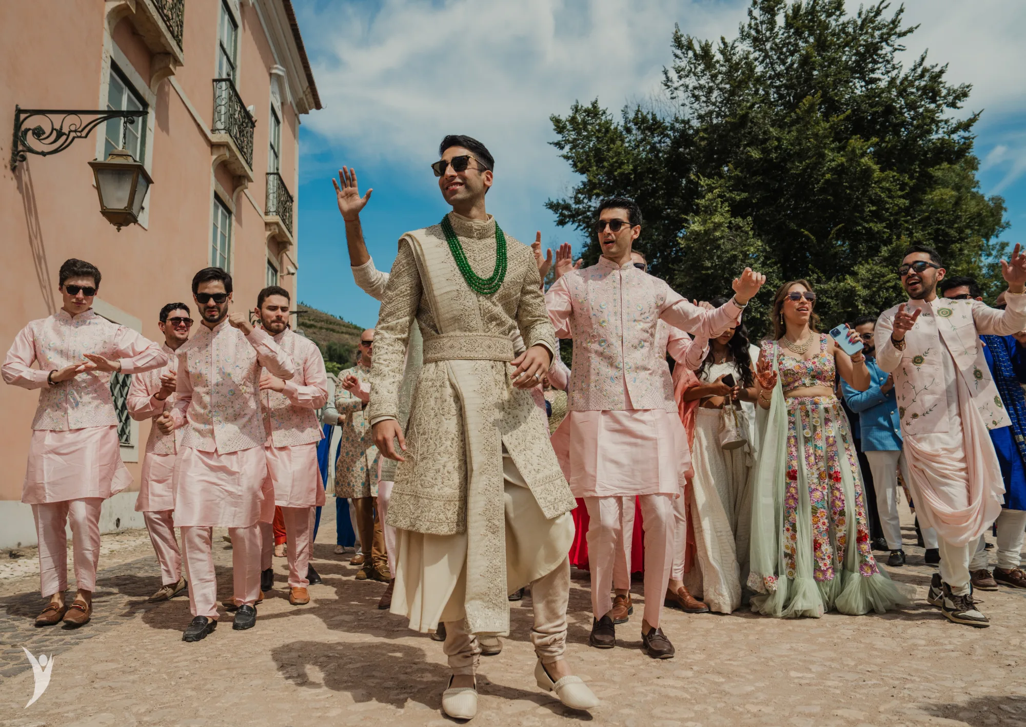 Indian wedding baraat in Portugal — destination wedding near Lisbon