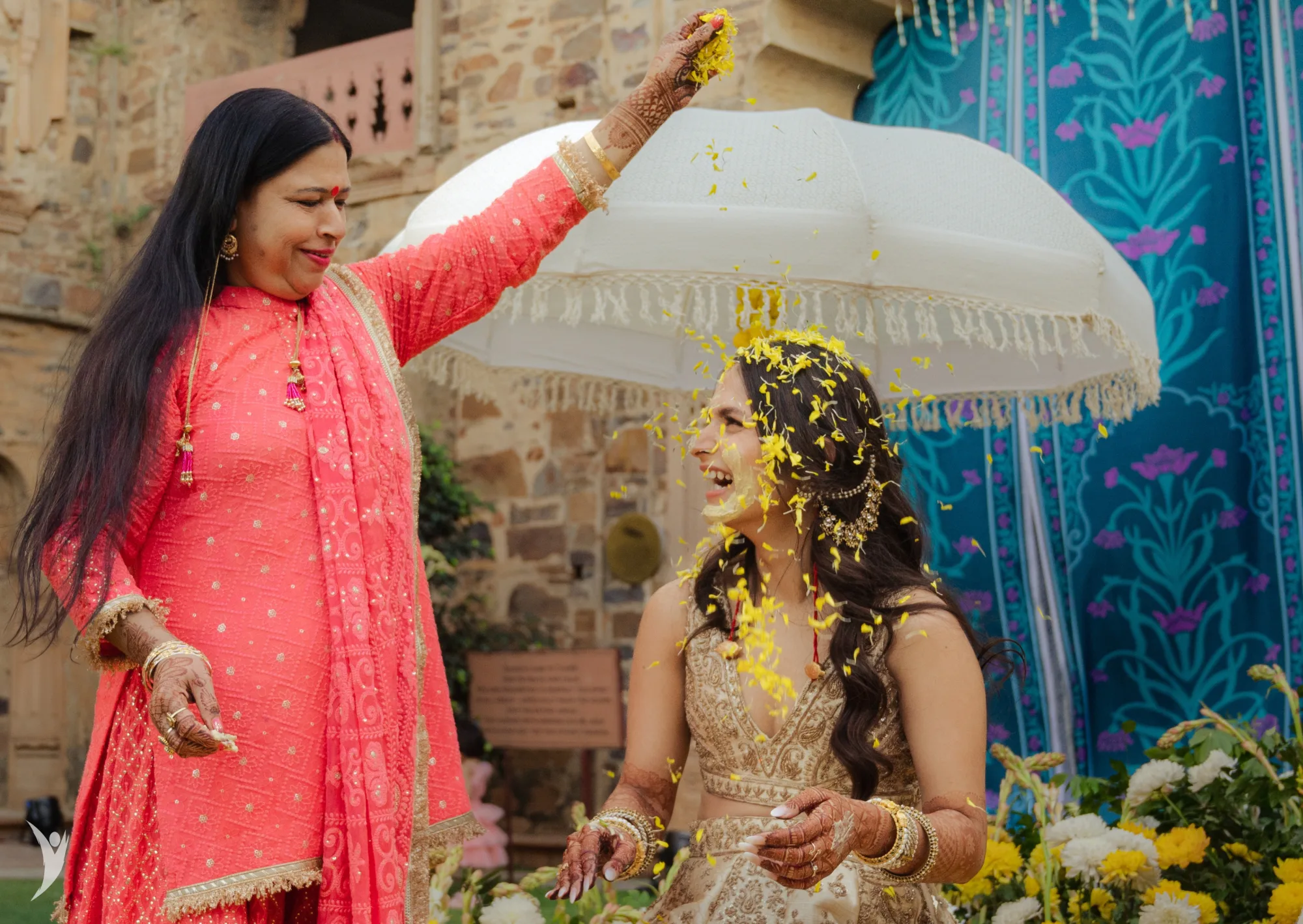 Haldi ceremony at Tijara Fort — Rajasthan fort wedding
