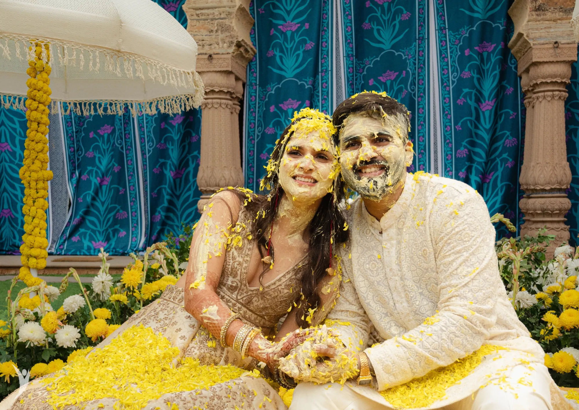 Haldi ceremony at Tijara Fort — Rajasthan fort wedding