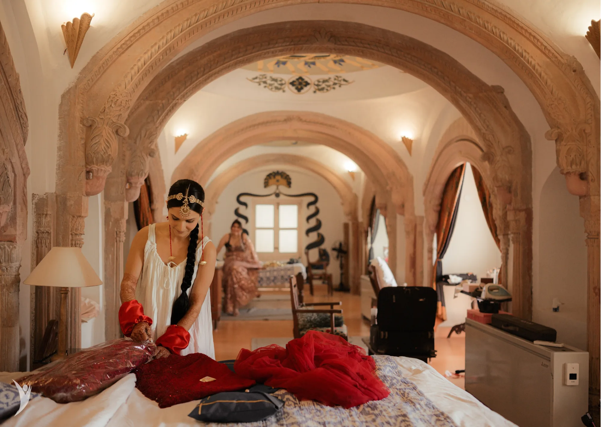 Getting ready for a wedding at Tijara Fort Palace, Rajasthan